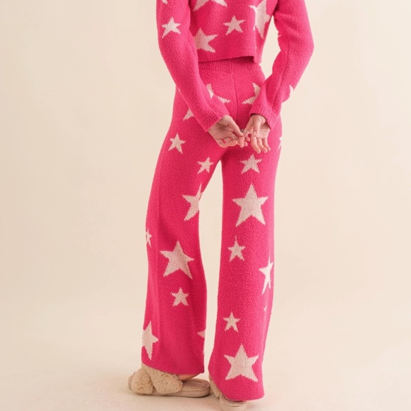 NEW Blue B Soft Cozy Star Print Crop Long Slv Sweater with Matching Pants S,M - Picture 10 of 10